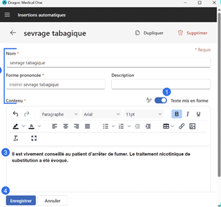 Comment mettre en forme une insertion automatique avec la nouvelle version de Dragon